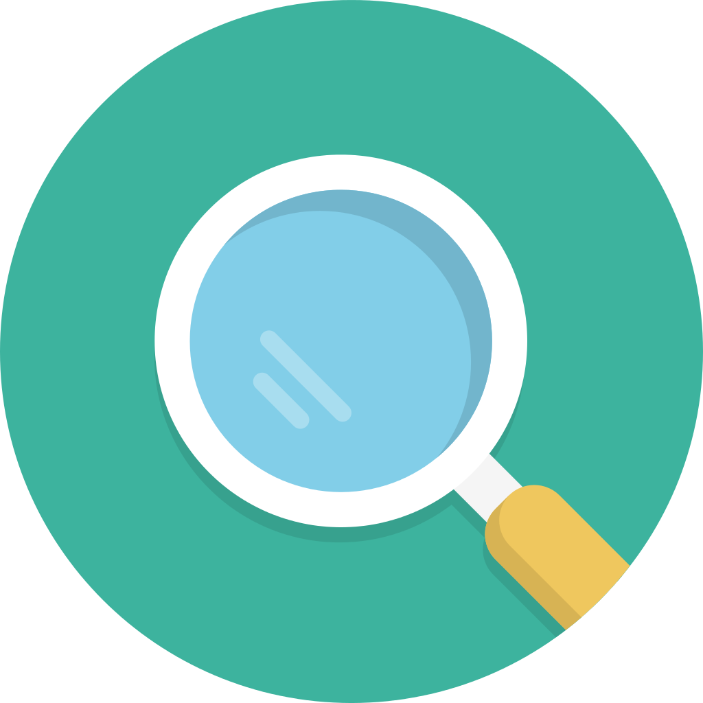 Search magnifying glass against turquoise background