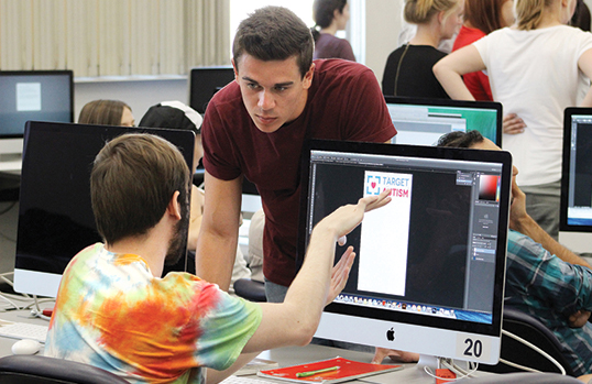 Peer to peer interaction in CSUF visual arts class