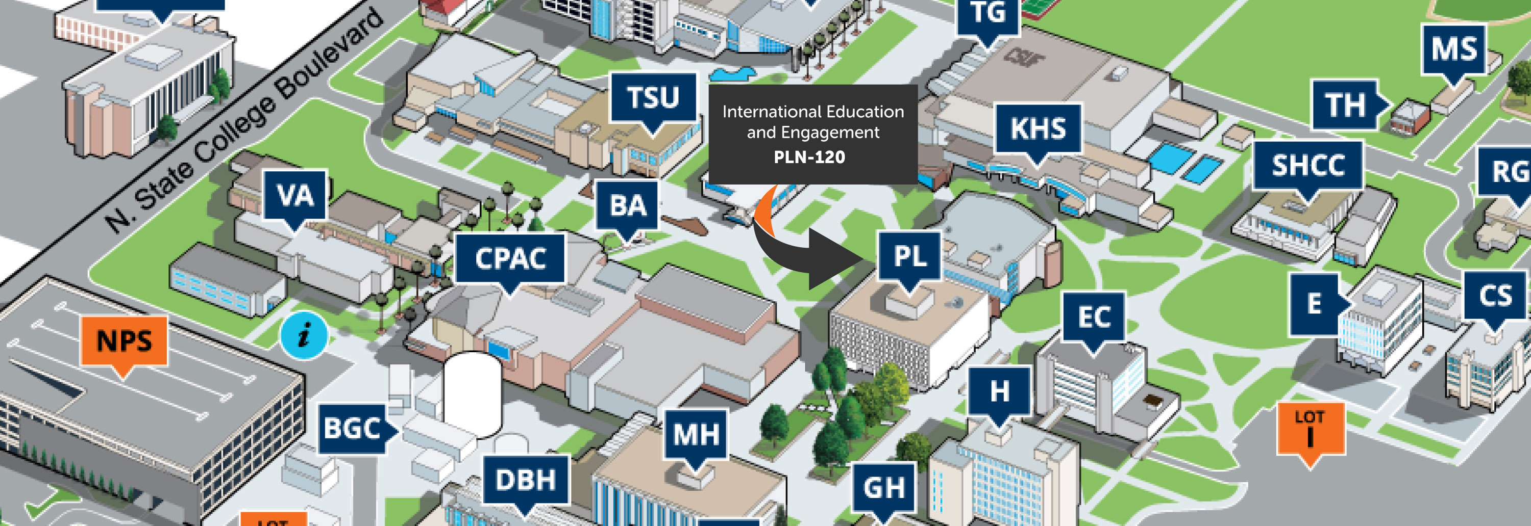 Map of International Education and Engagement location: PLN-120